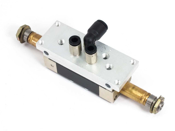 Kuhnke 84.234.01 Series 84 solenoid valve – top and side view showing push-in pneumatic fittings and aluminum body