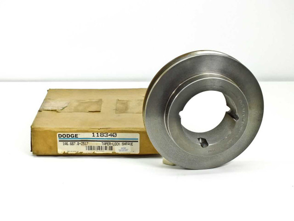 Dodge 118340 Taper-Lock sheave shown alongside original Dodge manufacturer box