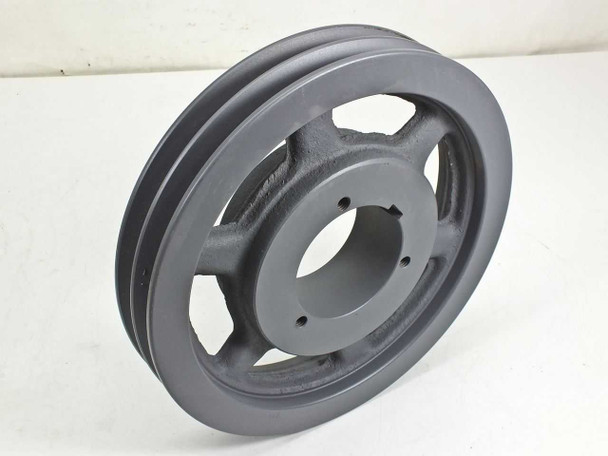 Browning 2TB94 cast iron 2-groove V-belt sheave — angled front view showing both grooves and spoked hub
