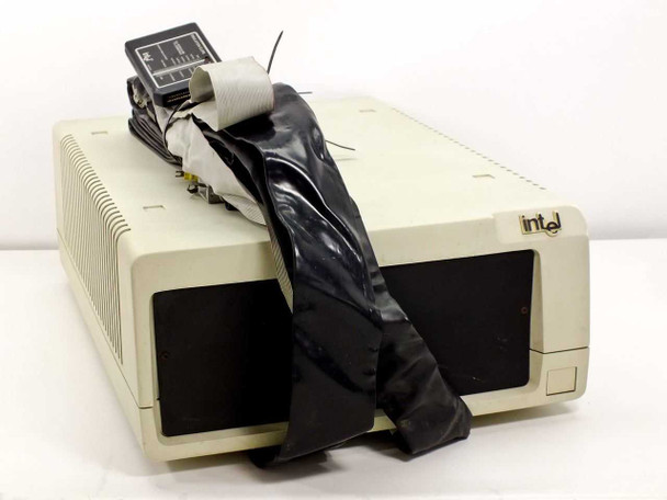 Intel III514B Series IV Emulation System benchtop enclosure front view with emulation clip harness and ribbon cables on top