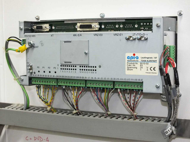 epi-o Minicontroller module in Lanco LTX08 — Produkt-Nr 8010.02, RS232/485, DB9 and parallel-style connectors, labeled C=DVD-4