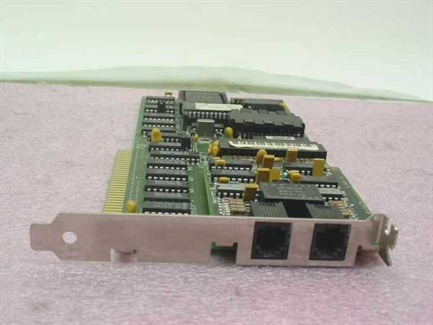 IBM 72X8017 8-bit ISA Baseline Network Card – angled top view showing PCB components, ICs, and two RJ-11 port bracket