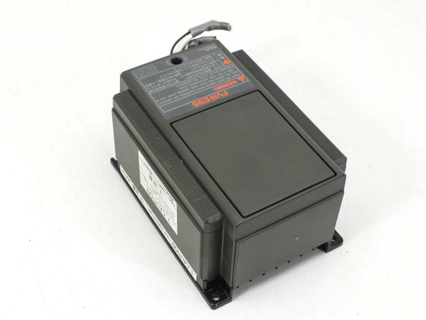 Fuji Electric FVR-E9S inverter — left-side view showing side panel, top cover, and mounting foot