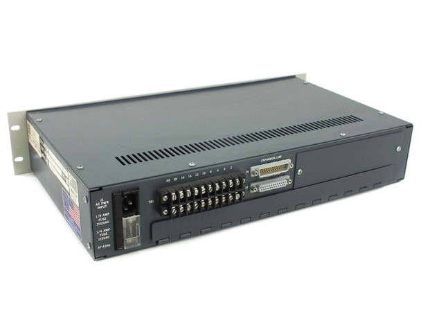 PADS Development Labs Series 100 Voice Terminal rear panel showing TB1 terminal block, Expansion Line DB25, and Expansion Drop DB25 connectors