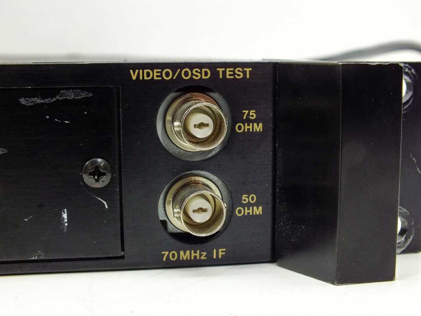Standard MT650 Agile IRD-2 rear panel close-up showing VIDEO/OSD TEST BNC outputs – 75 Ohm and 50 Ohm, 70MHz IF labeled