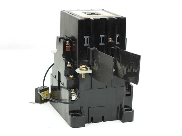 Hitachi H80 AC Magnetic Contactor – opposite rear three-quarter view showing contact terminals and suppressor wiring