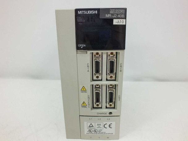 Mitsubishi MR-J2-40B-A10 AC Servo Amplifier — front panel view showing CN1-A, CN1-B, CN2, CN3 connectors and CHARGE indicator
