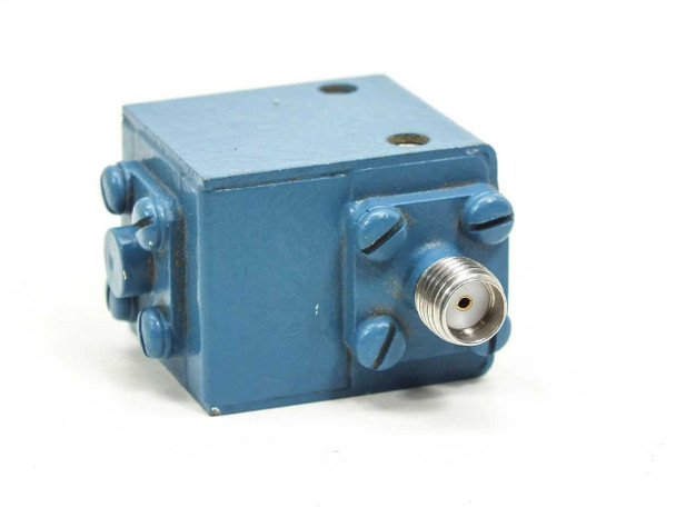 RYT Industries 201517 RF microwave isolator – opposite side view showing single SMA female port and mounting surface