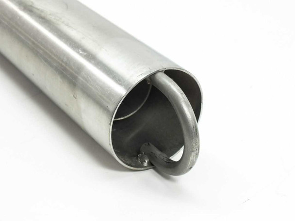 Mann C1337 stainless steel pole end detail — open tube end with formed loop retention clip visible inside