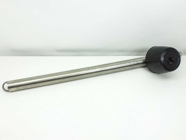 Mann C1337 air filter housing assembly — full length side view showing stainless steel adjustable pole with black filter housing cap attached