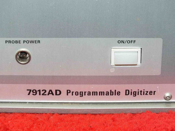 Tektronix 7912AD Programmable Digitizer — close-up of front panel label showing Probe Power connector and ON/OFF switch