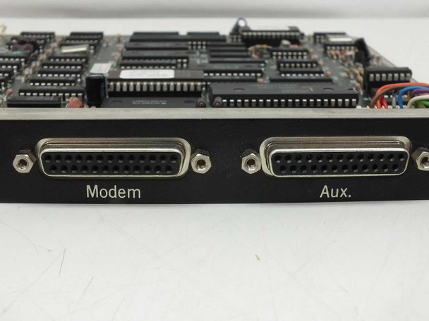 Close-up of Wyse 990133-01 front bracket showing Modem and Aux DB-25 female connectors