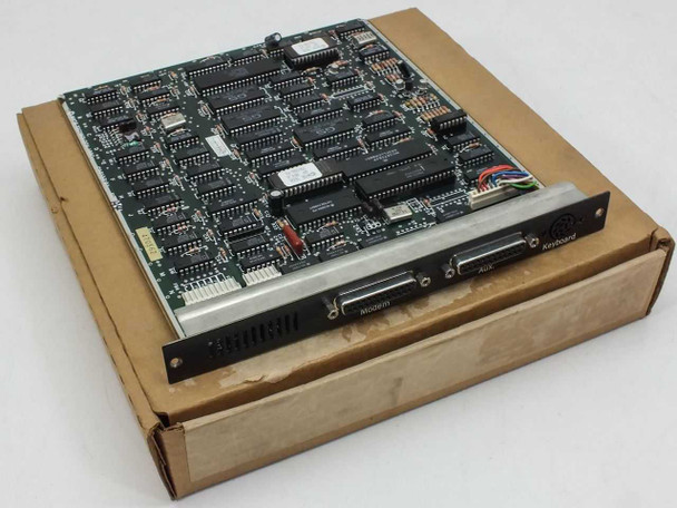 Wyse 990133-01 PC/BA motherboard card resting on original cardboard box, top and front panel view showing connector bracket