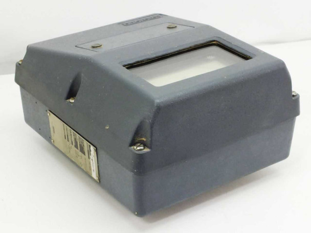 Foxboro E99-FAIN pH Transmitter – rear-right view showing rating label and gray molded enclosure