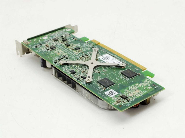 ATI Radeon X2400 video card — PCB underside view showing GPU die, memory chips, and heatsink mounting hardware