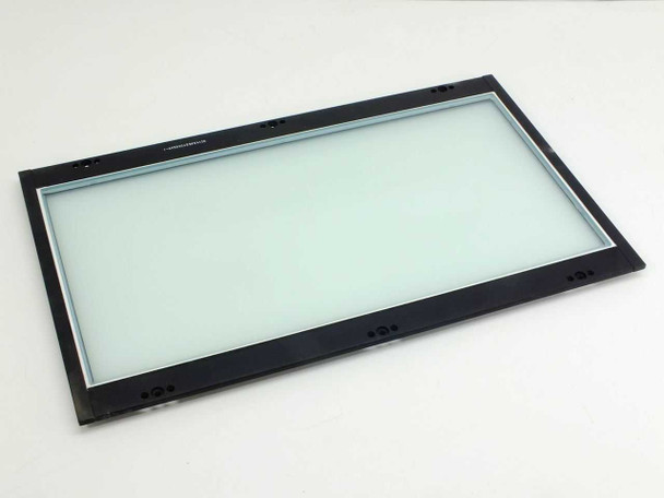 Richards D28609-1 Glass Stage Assembly – angled top view showing frosted glass surface and black mounting frame with corner screw holes