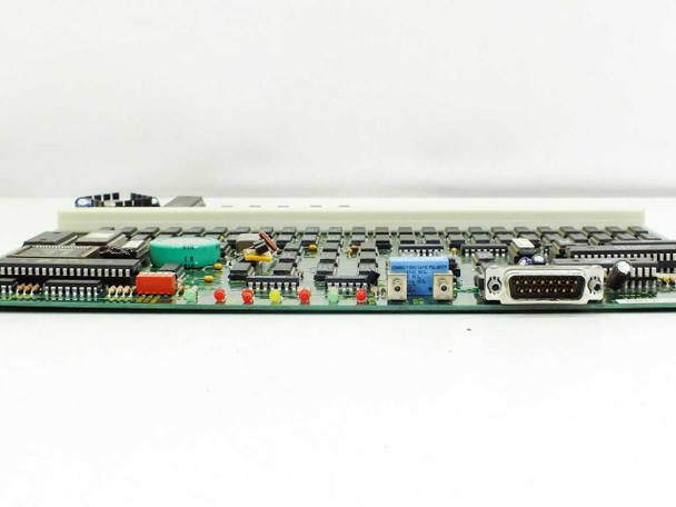 EIS 15510 T1 Interface Card — card edge profile view showing DB-15 connector, DIP switches, and ribbon header on the card bracket side