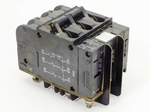 Heinemann CD3-A3A3A6-DU 60A 3-Pole Circuit Breaker – opposite side view showing wiring diagram label and terminal connections