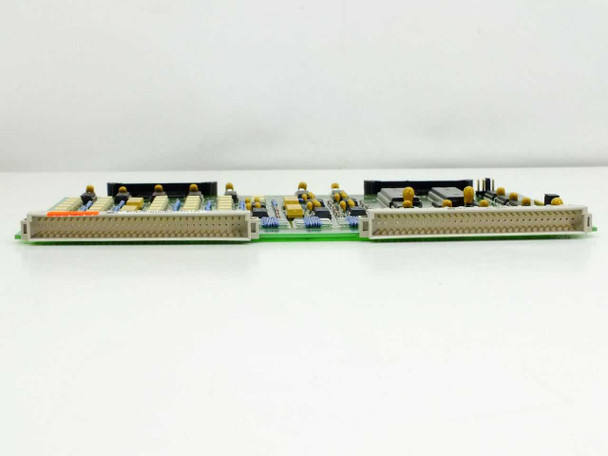 Netstal POA 110.240.5437 board — side profile view showing board thickness, component height, and dual edge connectors