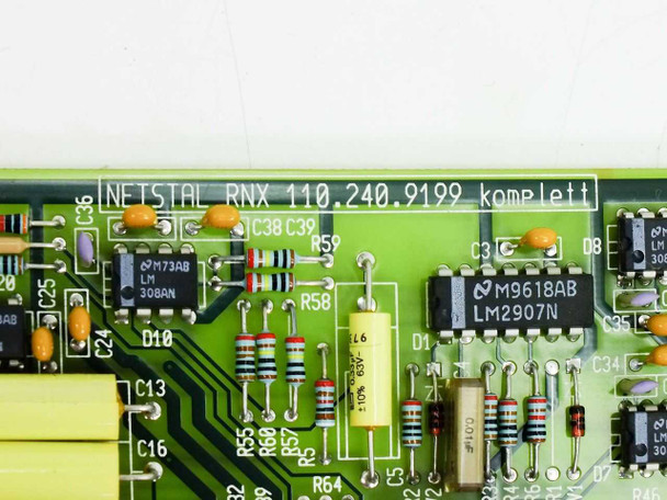 Netstal RNX 110.240.9199 Komplett board – close-up of silkscreen label and LM2907N / LM308AN IC markings