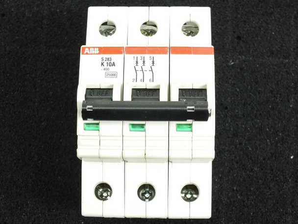 ABB S283-K10W K10A S283 480Y/277 VAC 10kA 3 Pole Circuit Breaker -DIN Rail Mount