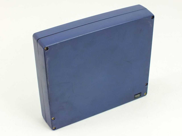40-624715-101 aircraft seat testing monitor — rear view showing blue enclosure with corner screws and small label