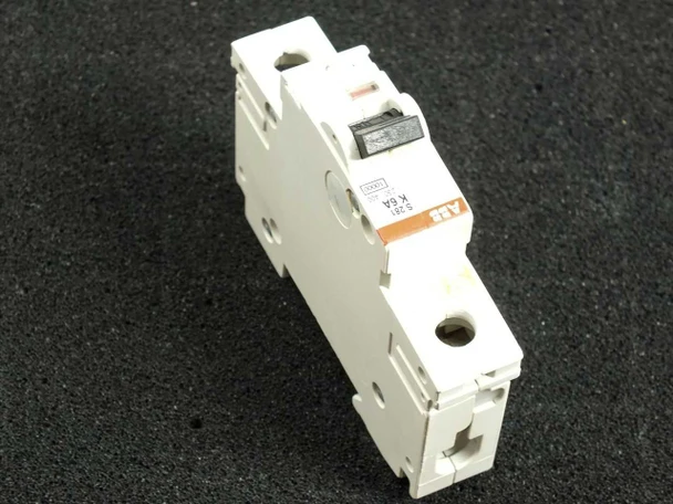 ABB S281 K6A circuit breaker – right-side angled view showing S281 K6A label and orange trip indicator