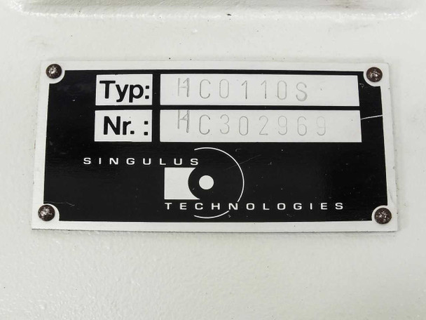 Singulus Technologies HC0110S rating plate showing Type HC0110S and serial number HC302969