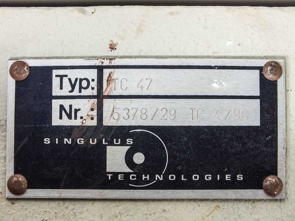 Singulus Technologies TC 47 – manufacturer identification plate showing Typ TC 47 and serial number 5378/29 TC 4/98