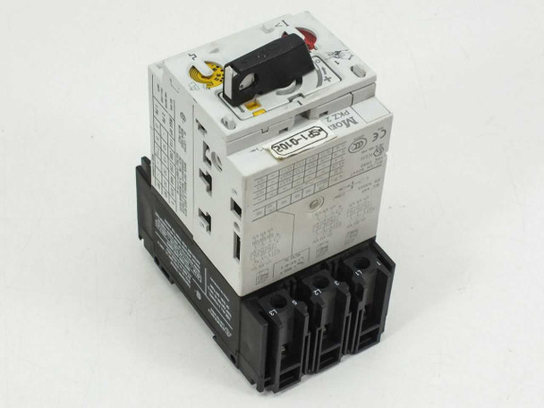 Eaton Moeller ZM-40-PKZ2 PKZ2 motor protective circuit breaker — rear-right view showing PKZ2 label, rating diagram sticker, and black screw terminal block