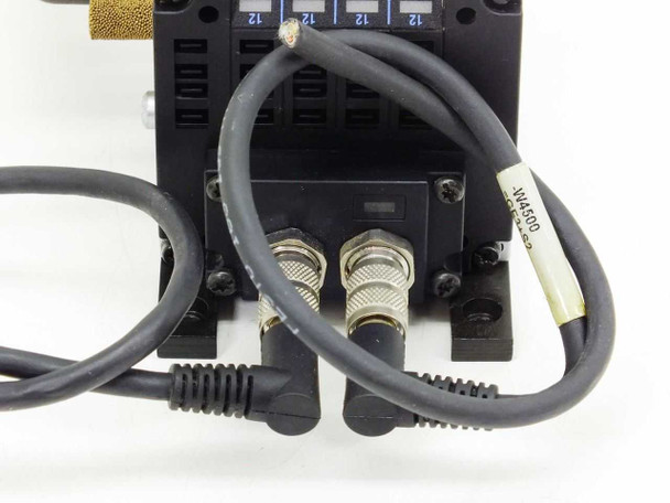 Festo CPV-10-VI0782 bottom electrical connection view showing two M12-style circular connectors and cable harness attached to controller base