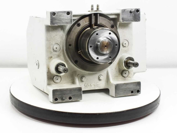 Singulus Technologies TC3-5--03 Rotary Index Module – front face view showing central precision rotary output hub and two alignment pins