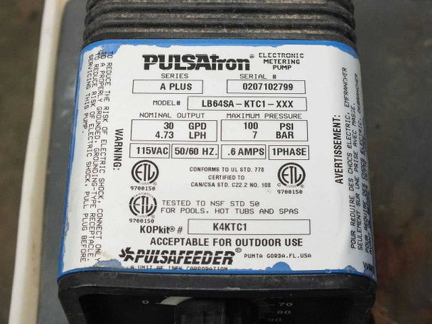 USFilter System Water Filter Baldor Motor Pulsatron Pumps & Tank-Aquasaver AS-IS