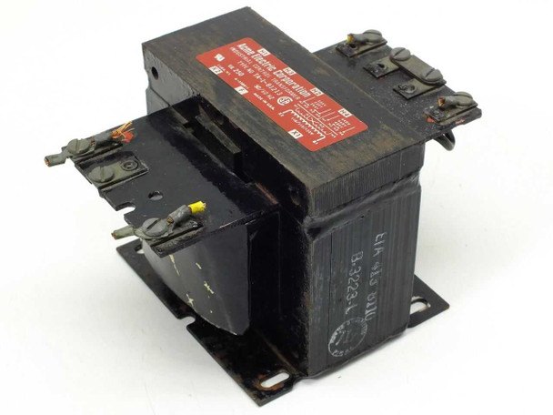 Acme Electric TA-1-81213 250VA Control Transformer – three-quarter view showing top terminals, mounting bracket, and overall condition