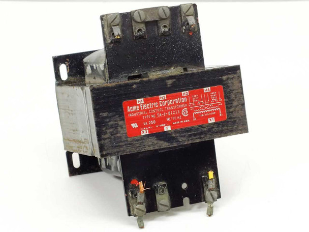 Acme Electric TA-1-81213 250VA Industrial Control Transformer – front view showing red nameplate label and terminal connections