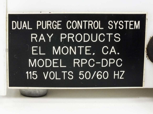 Ray Products RPC-DPC rating plate showing model number, 115 Volts 50/60 Hz, and El Monte CA manufacturer label