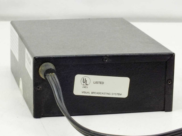 Symon Visual Broadcasting System Multi-Modem Power Supply – bottom/side view showing UL Listed label reading Visual Broadcasting System, UL file 24E9