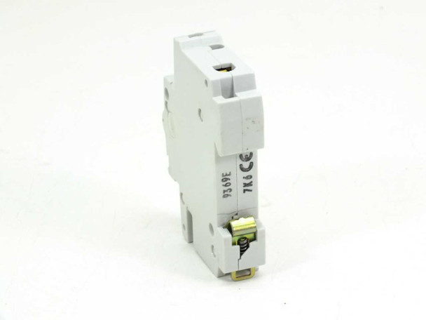 ABB S271-K6A miniature circuit breaker side view showing DIN rail clip and CE marking