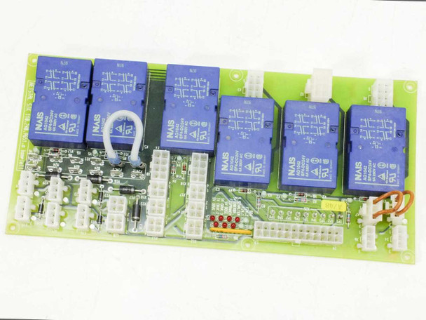 Netstal SIK 110.240.9650.a relay board alternate front view showing full relay array and connector layout with indicator LEDs