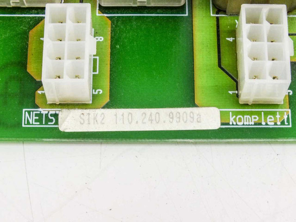Netstal SIK2 110.240.9909a Komplett label close-up showing printed board identification markings