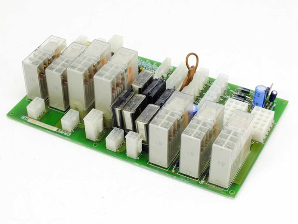 Netstal SIK2 110.240.9909a Komplett power supply board – top view showing relay banks and multi-pin connectors