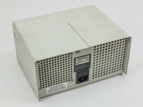 Flexilux 600 Longlife rear panel showing IEC AC power inlet and ventilation grille with rating label