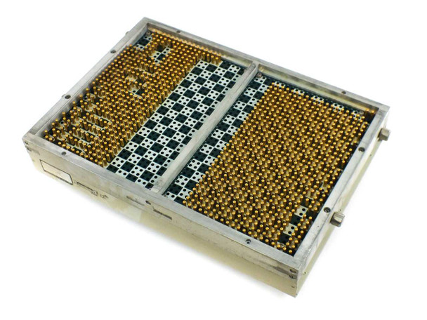 HP 11453B Diagnostic Fixture open lid — dual-section gold pin matrix array visible from above at angle