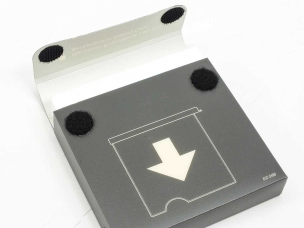 Apple 600-0488 battery case open showing interior with velcro closures and silver inner flap