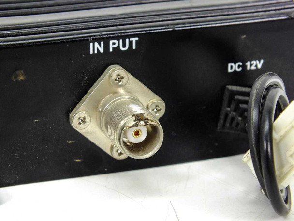 ORA Electronics ID3000 – INPUT panel closeup showing flange-mount BNC connector and DC 12V power connector