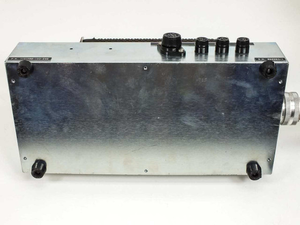 Bottom and side view of load bank enclosure showing bare metal chassis, rubber feet, and fuse/connector panel