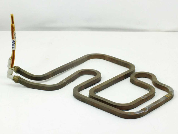 Copper square-tube serpentine heating/cooling coil 16x12 inches with two 0.5-inch port tubes — full assembly overview showing both coils separated