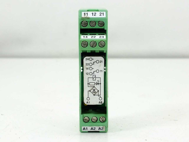 Phoenix Contact 2940391 EMG 17-REL/KSR-24/21-21-LC relay module – front view showing terminal blocks and wiring diagram