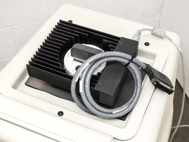 Bio-Rad VersaDoc 5000 MP – top of unit showing large finned heat sink array, camera module, and SCSI-style camera cable