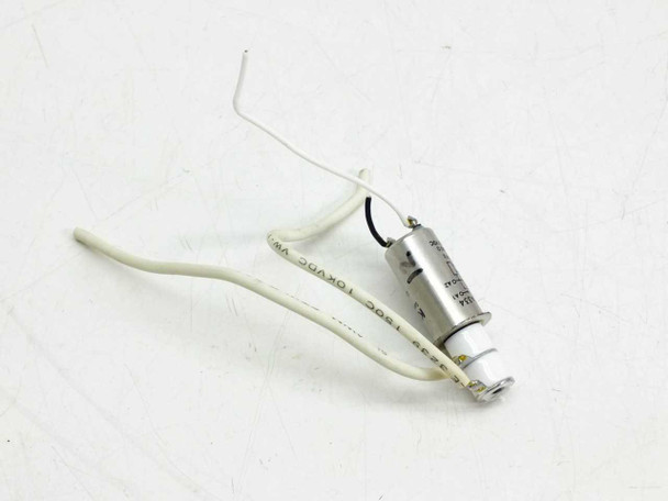 Kilovac K41A334 high voltage relay with wire leads — side profile view showing relay body and lead routing